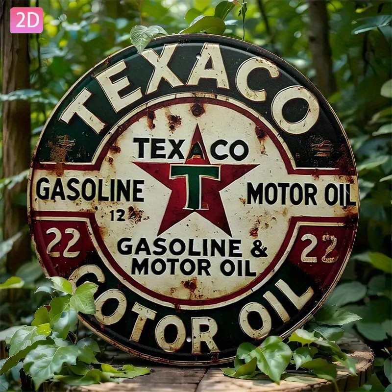 Vintage Collectible Plates - Papan Logam Minyak Texaco Klasik—Dekorasi Dinding